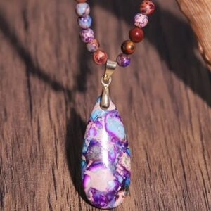 Purple Stone Choker Pendant Necklace